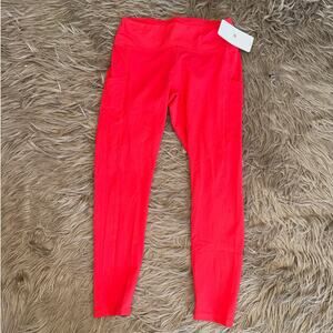 New Fabletics High Waisted Side Pocket 7/8 Legging Red Women's size L